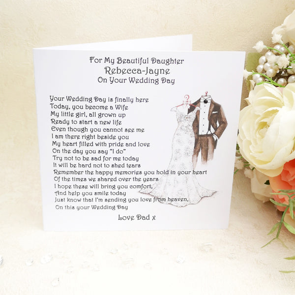 Card from Heaven, Groom Wedding Day Card from deceased Parent, Personalised Remembrance Keepsake, Son on his Wedding Day, Mum Heaven Card