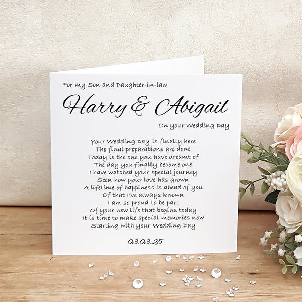 Card for Newlyweds, Son and Daughter-in-law Wedding Day Card, Rustic Bride and Groom Card, Wedding Poem Card, To my Son on his Wedding day,