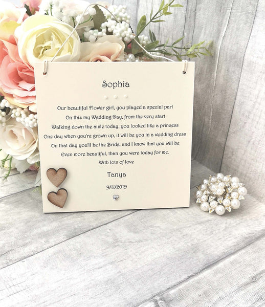 Flower girl thank you wedding gift, personalised wedding day thank you, wedding party gift, bridal party idea, Gift from bride,