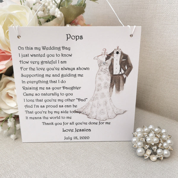 Step-Father of the Bride Gift, Personalised Step Dad thank you gift from the Bride, Bridal party gift, wedding party gift, on my wedding day