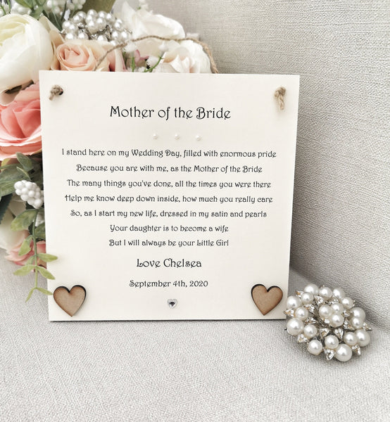 Mother of the Bride gift, To my Mum on my wedding day gift, Mother of the Bride poem, Wedding gift for Mum, Wedding Keepsake