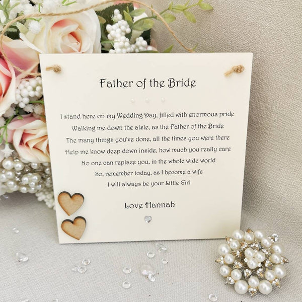 Father of the Bride wedding gift, Personalised poem Dad gift from Bride, Wedding Party Gift, Gift for Dad on Wedding day, bridal party gift