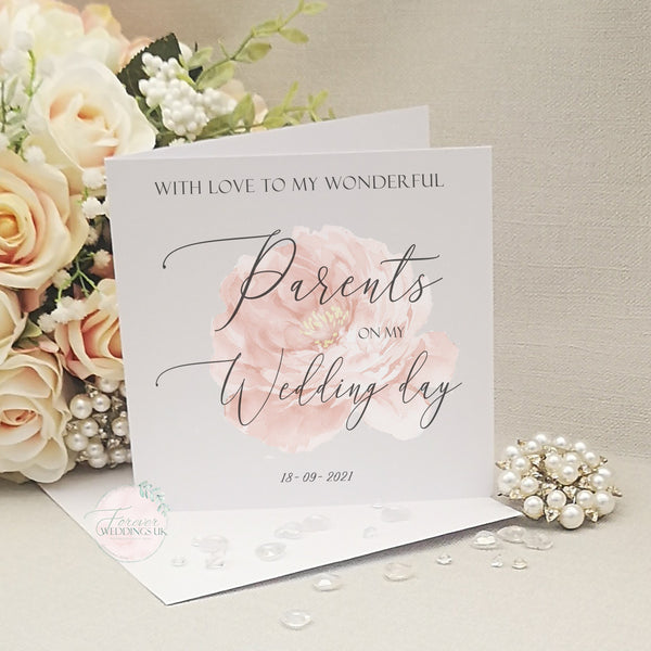 Mum and Dad Wedding Day Card, Parents Wedding Card, Floral Wedding, Bridal Party Card, Wedding Card, wedding morning card, Card from Bride