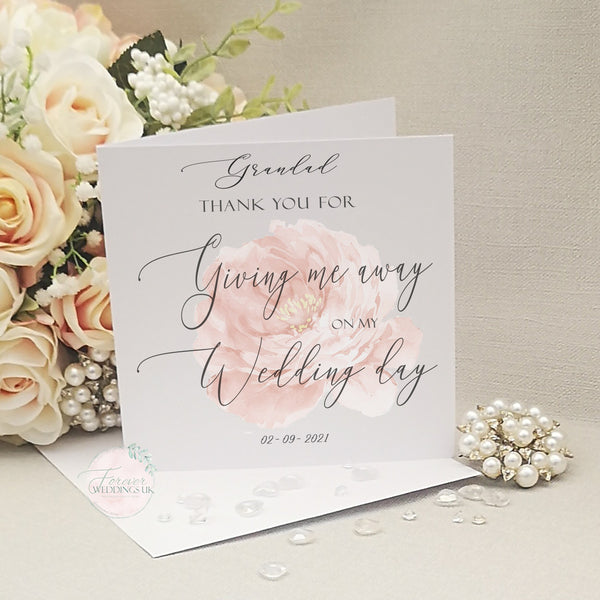 Thank You for walking me down the aisle Card, Personalised Floral Wedding Card, Bridal Party Card, Wedding Card from Bride