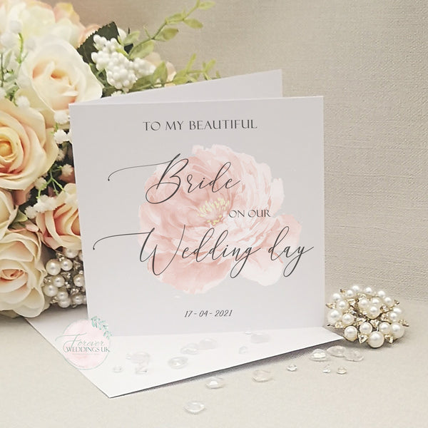 To my Beautiful Bride Card, on our Wedding Day Card, Bride Card from Groom, Wife to be Wedding Card