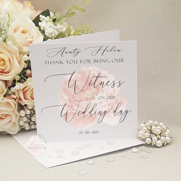 Witness Thank You Card, Card from Bride, Wedding Reader Card, Bridal Party Card, Card from Bride, Personalised Wedding Card