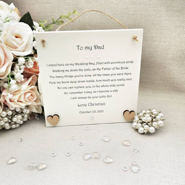 Father of the Bride wedding gift, Personalised poem Dad gift from Bride, Wedding Party Gift, Gift for Dad on Wedding day, bridal party gift