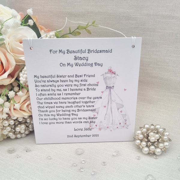 Personalised bridesmaid thank you gift,  Bridesmaid poem, Thoughtful bridesmaid gift from Bride, Bridesmaid Box idea, Sister, Friend