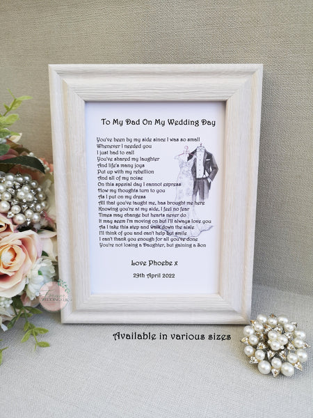 Mum and Dad Wedding Print from Bride, Parents Wedding Gift, Wedding Poem Gift