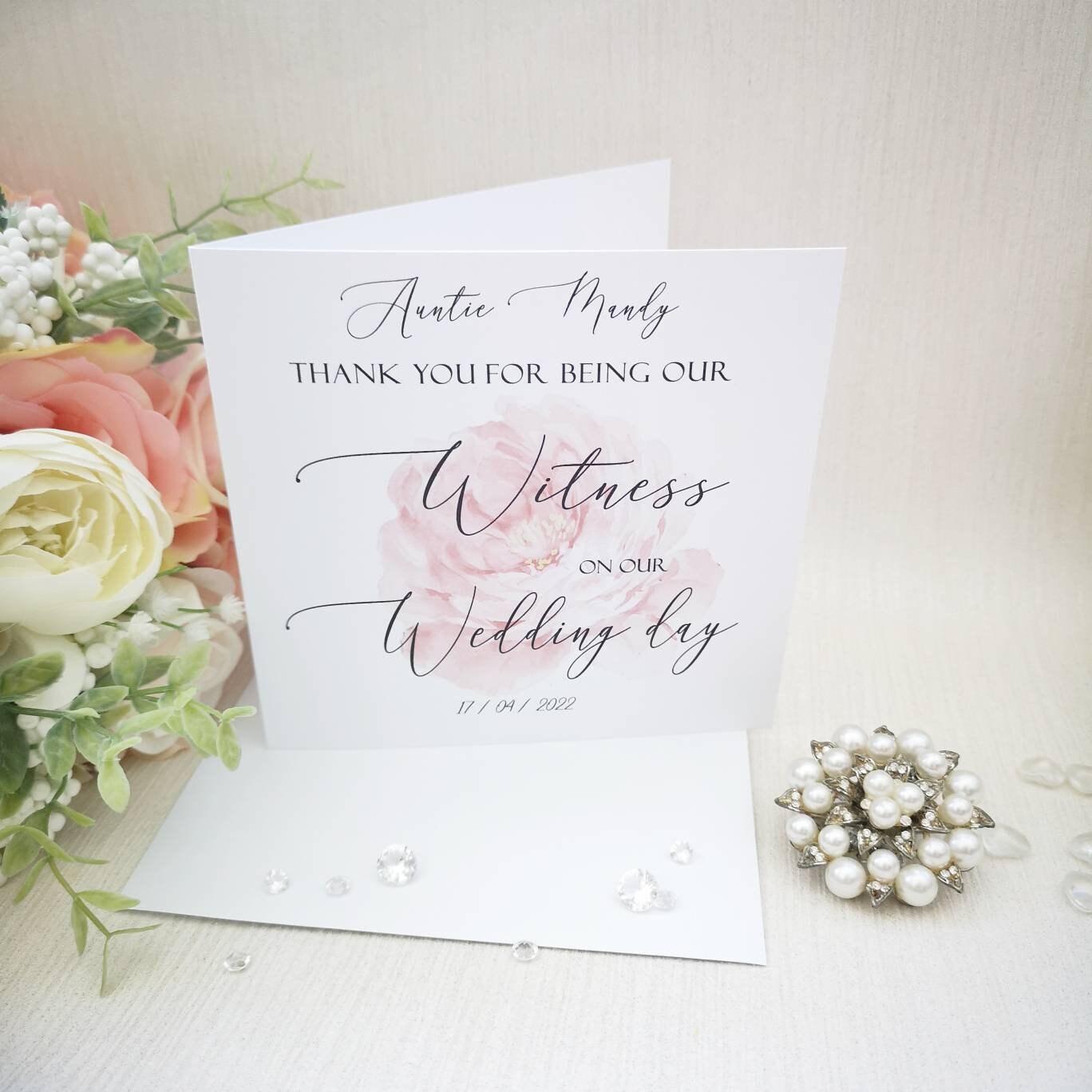 Witness Thank you Wedding Card, Reading at our Wedding, Personalised Wedding Card, Floral Collection Card, Thank you for being our Witness