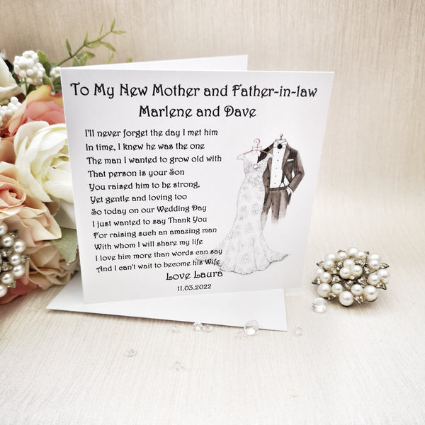 Parents of the Groom Gift, Personalised Poem Plaque, Mother and Father of the Groom Gift, Wedding Thank You