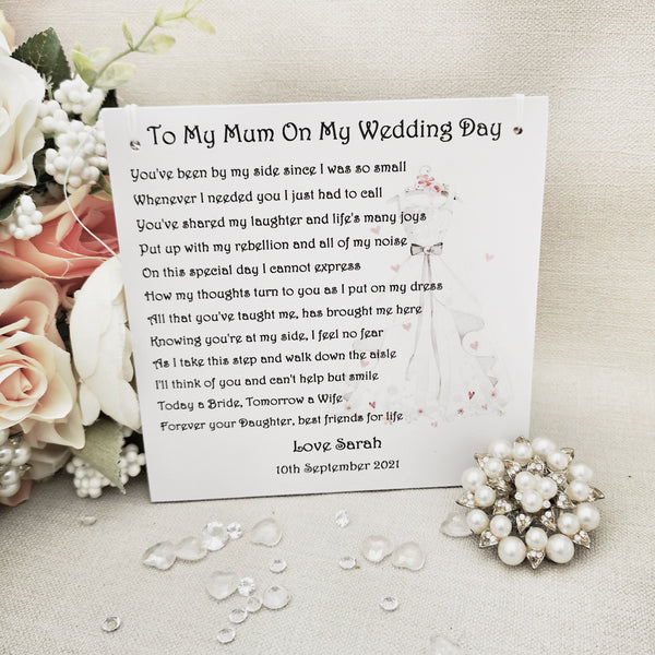 Mother of the Bride Gift, Personalised Mum gift from Bride, Wedding Poem Gift, Wedding Party Gift, Gift from Bride