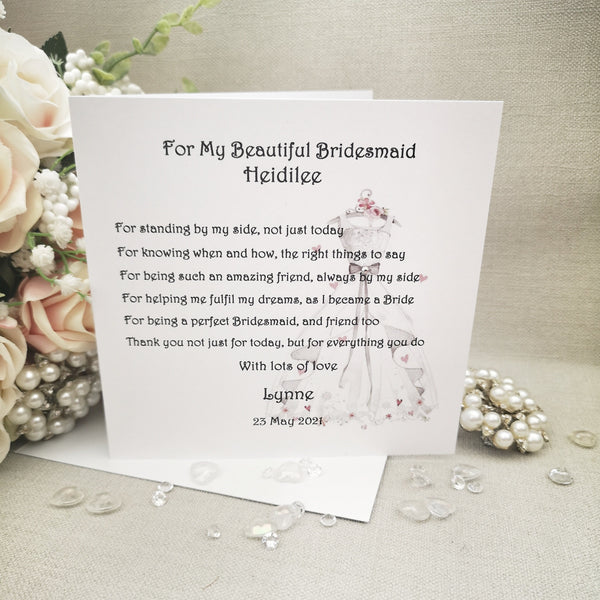 Personalised Bridesmaid Plaque Gift, Wedding Hanging Poem Plaque, Custom keepsake gift, Gift from Bride, Thank you for being my Bridesmaid