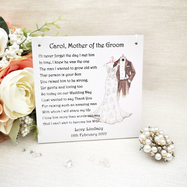 Mother of the Groom gift from Bride, Personalised wedding thank you gift, Bridal party gift, Father of the Groom and parents of the Groom