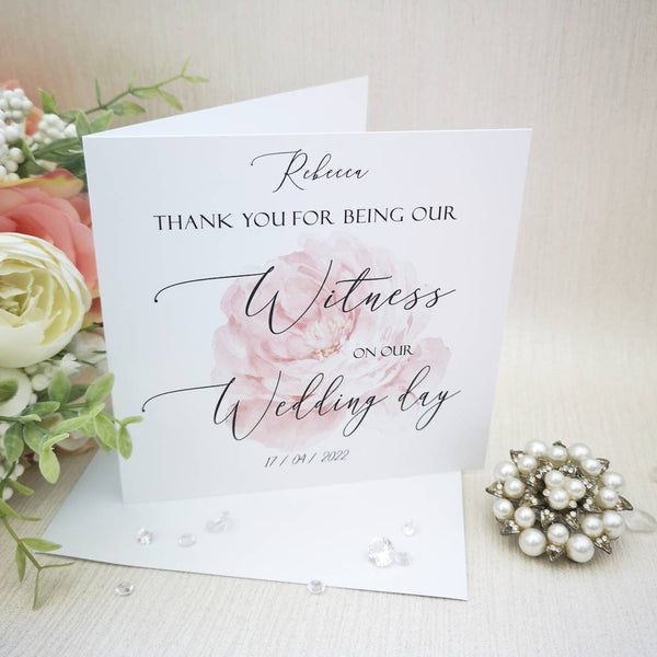 Witness Thank You Card, Card from Bride, Wedding Reader Card, Bridal Party Card, Card from Bride, Personalised Wedding Card