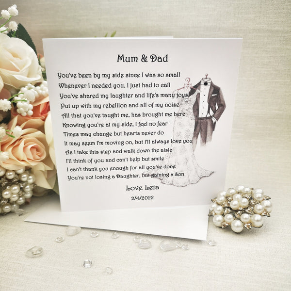 To my Mum and Dad on my wedding day, Rustic Parent wedding poem gift, Personalised Mother and Father of the Bride Thank You Gift from Bride