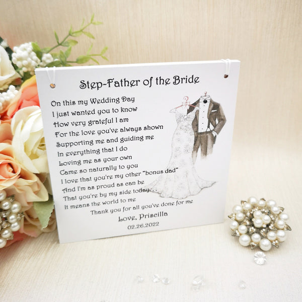 Step-Father of the Bride Gift, Personalised Step Dad thank you gift from the Bride, Bridal party gift, wedding party gift, on my wedding day