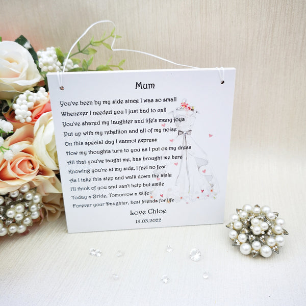 Mother of the bride gift, To my Mum on my wedding day, Gift for Mother of the Bride, Mother of the bride poem,  Wedding thank you for Mum