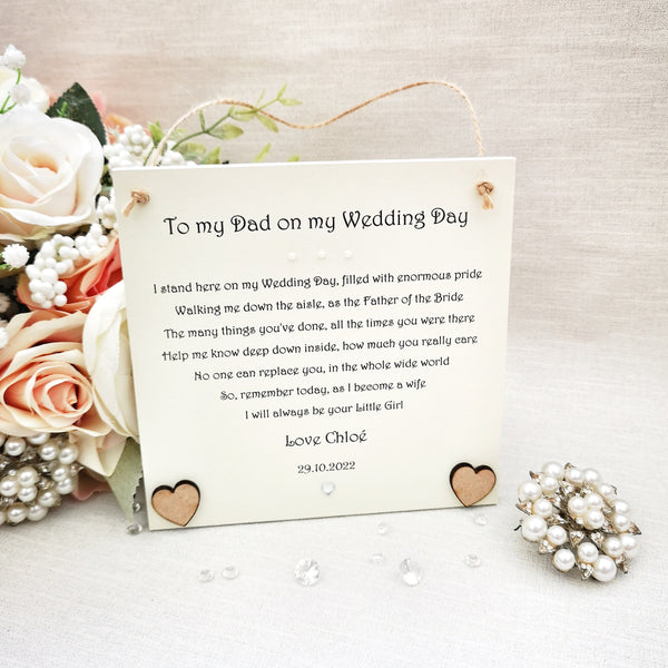 Father of the Bride wedding gift, Personalised poem Dad gift from Bride, Wedding Party Gift, Gift for Dad on Wedding day, bridal party gift