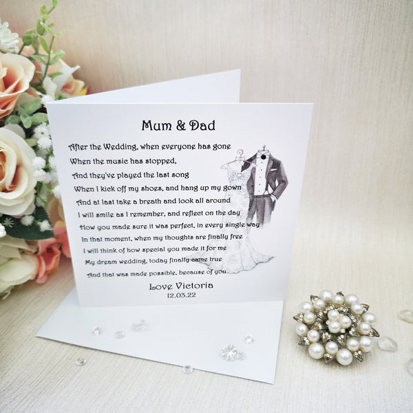 Parents Wedding Gift, Personalised Parents of the Bride keepsake, Sentimental Thank You Poem Plaque, Rustic Mum and Dad gift from Bride