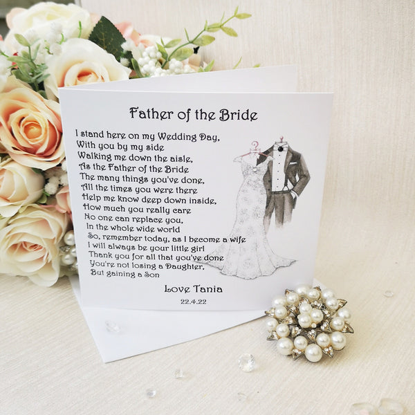 To Dad on my Wedding Day Card, Father of the Bride Wedding Day Card, Dad Wedding Thank You Card, Card from Bride, Dad Wedding poem