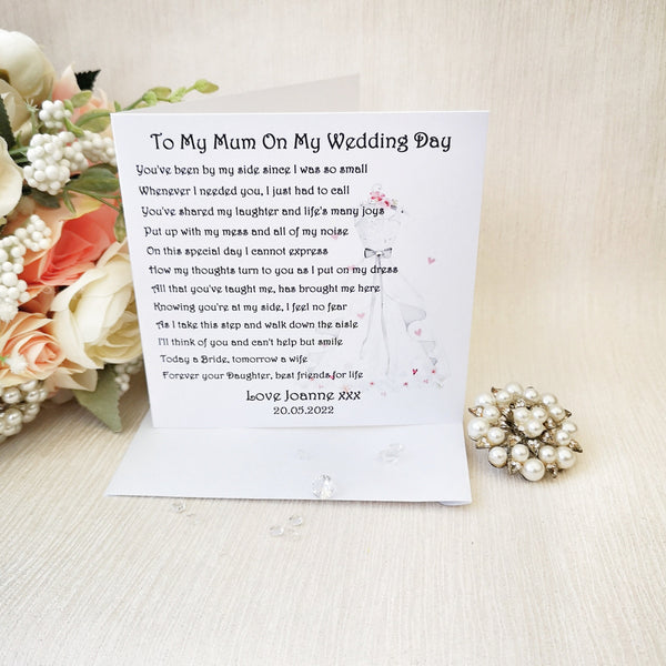 Personalised Mum and Dad Wedding Thank You Card, Mother and Father of the Bride Card, Wedding Card for Parents, Poem card, Card from Bride