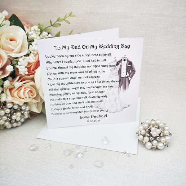 To my Mum on my wedding day, Mother of the Bride card, Parent Wedding Card, Personalised Wedding Keepsake, Large custom card from Bride