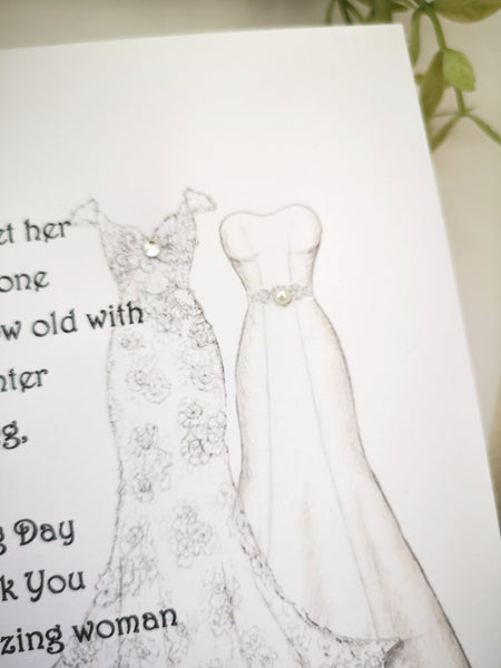 To my Dad on my wedding day card, Personalised Poem, Mrs and Mrs Card, Same sex wedding card, Two brides, LGBTQ wedding party card