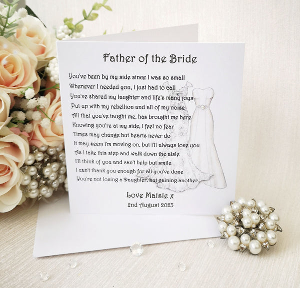 To my Dad on my wedding day card, Personalised Poem, Mrs and Mrs Card, Same sex wedding card, Two brides, LGBTQ wedding party card