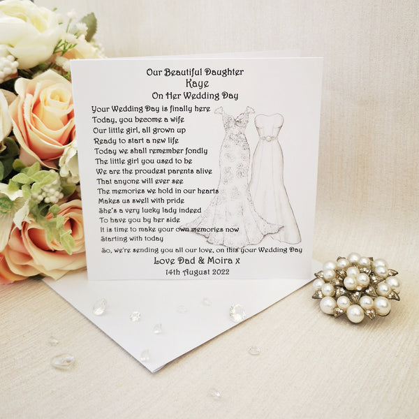 Same Sex Wedding Card, Mrs & Mrs Card, Gay Wedding Poem Card, Personalised to our Daughter on her wedding day card, Mother of the Bride,