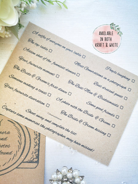 I spy card wedding photo challenge, Wedding favour, Capture the memories, Wedding setting game, Guest ice breaker, white & kraft card pack