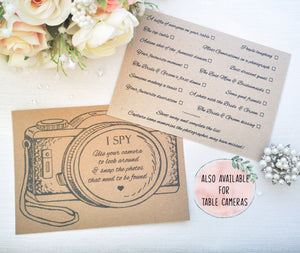 I spy card wedding photo challenge, Wedding favour, Capture the memories, Wedding setting game, Guest ice breaker, white & kraft card pack