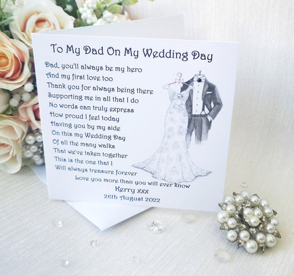 Father of the Bride Wedding Card, Personalised Father of the Bride Thank You Card, Card from Bride, Wedding Party Card, On my wedding day