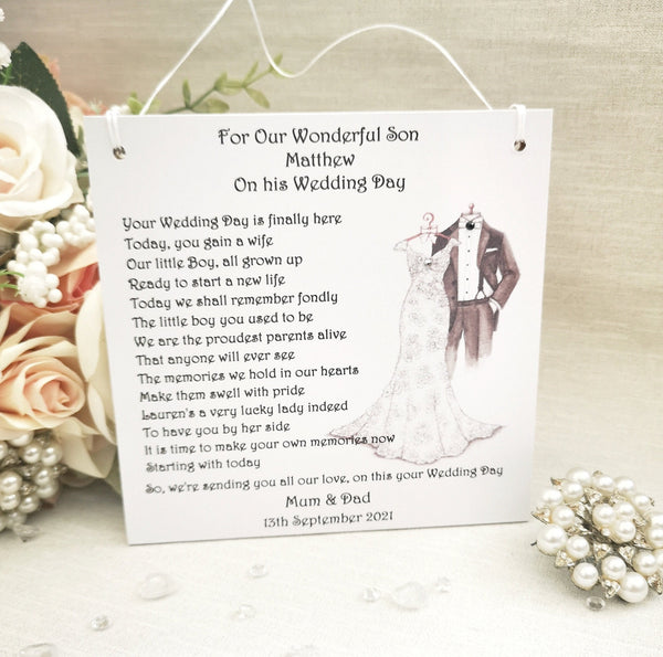 Son Wedding Gift, Personalised Groom Gift from Parents, Mother of the Groom gift to Son, Wedding Party Gift, Groom Wedding Day Gift