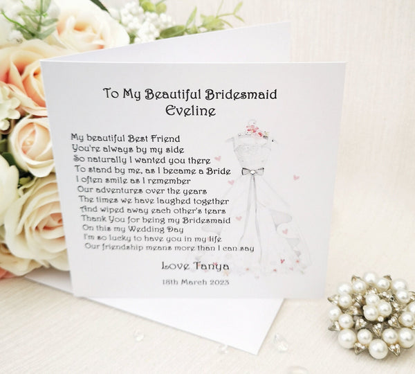 Thank you for being my Bridesmaid card, Bridesmaid Cards, Maid of Honour Card, Bridesmaid Thank You Card from the Bride, Custom Wedding Card