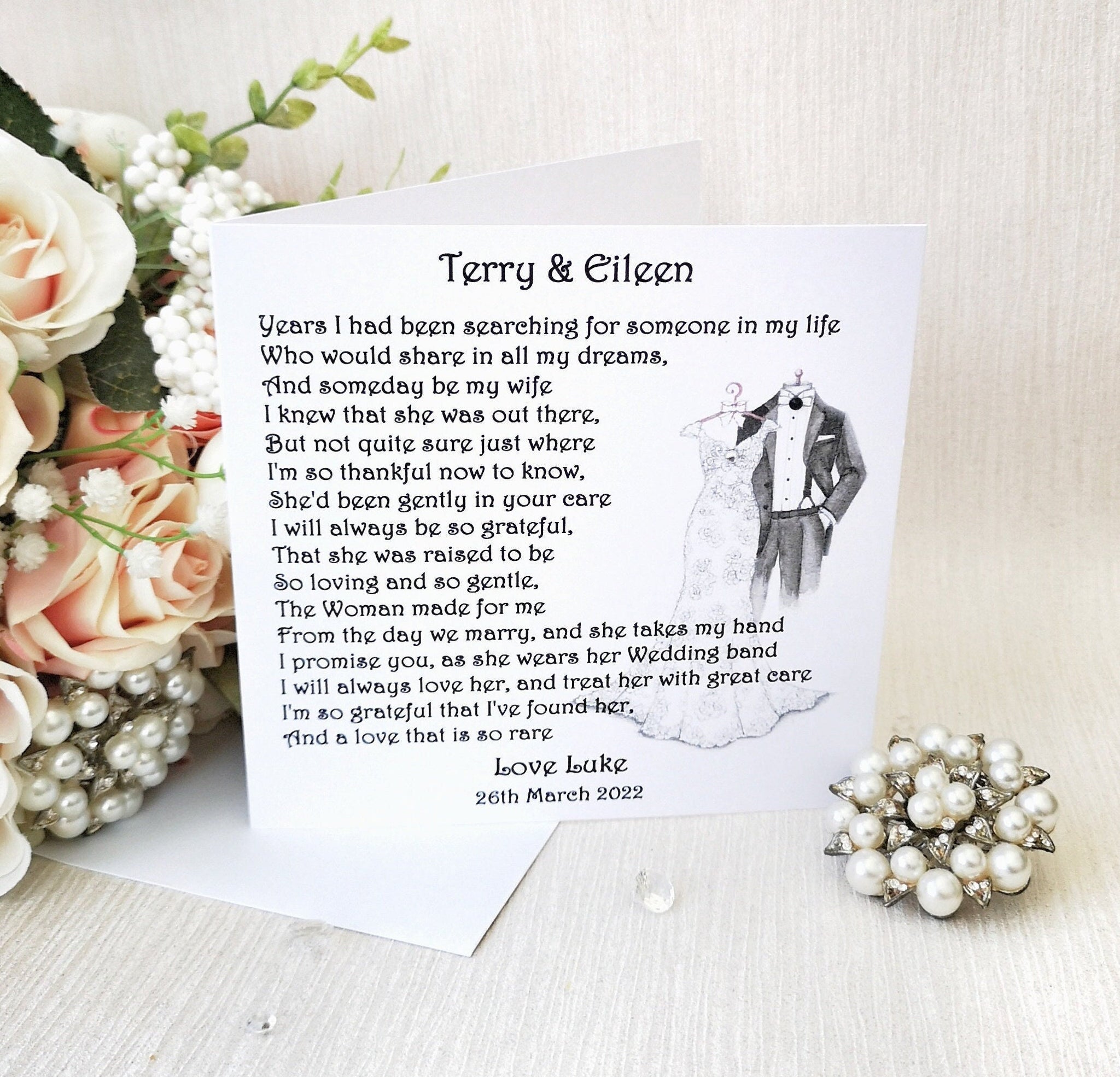 Mother and Father of the Bride Wedding Day Card from Groom, Personalised Wedding card, Parents of the Bride card, Wedding morning card