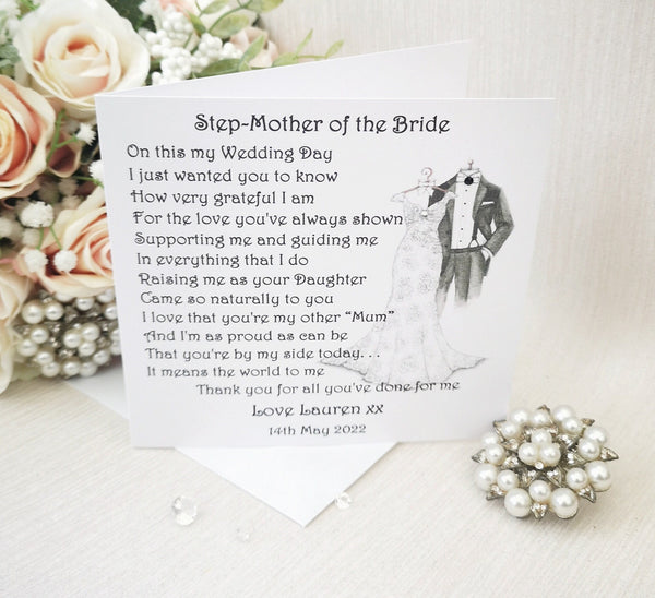 To My Step-Mother of the Bride Wedding Print, Parents Wedding Gift, Thank You gift, Gift from Bride, On My Wedding Day, Custom Keepsake