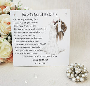 Step-Father of the Bride Gift, Personalised Step Dad thank you gift from the Bride, Bridal party gift, wedding party gift, on my wedding day