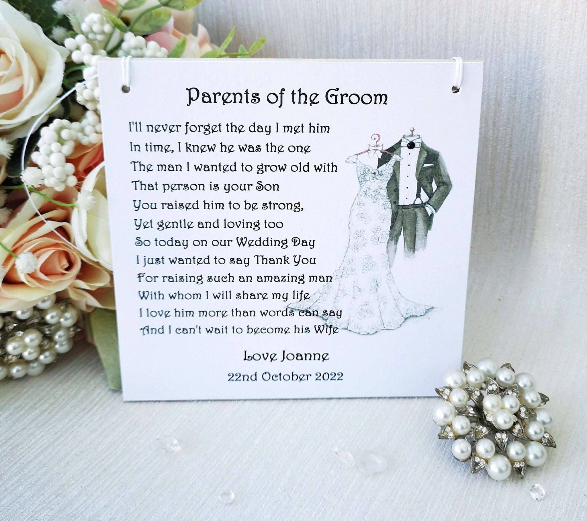 Parents of the Groom Gift, Personalised Poem Plaque, Mother and Father of the Groom Gift, Wedding Thank You