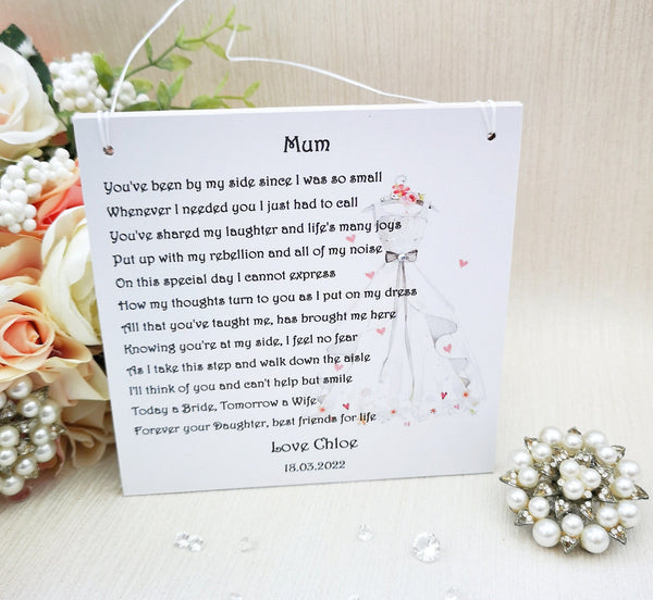 Mother of the Bride Gift, Personalised Mum gift from Bride, Wedding Poem Gift, Wedding Party Gift, Gift from Bride