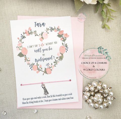 Will you be my Bridesmaid Card, Wish Bracelet Gift, Personalised Bridal Party Proposal Gift, Bridesmaid Invite, Wedding Jewellery