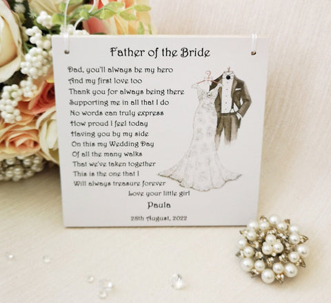 Father of the Bride Gift, Wedding gift for parent, To my Dad on my wedding day gift, Gift for Dad on wedding day, Parent of the bride gift