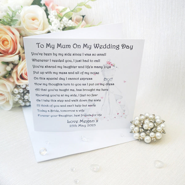 Mother of the bride Print, Wedding gift from Daughter, Personalised Poem