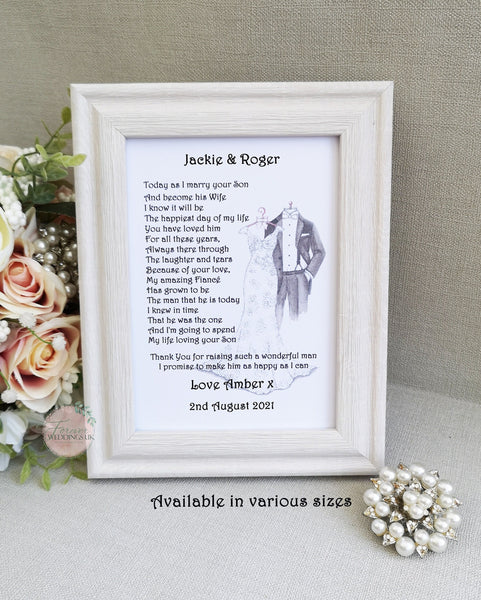 Parents of the Groom Print, Wedding Parent Gift, Mother and Father of the Groom Gift, Wedding Keepsake