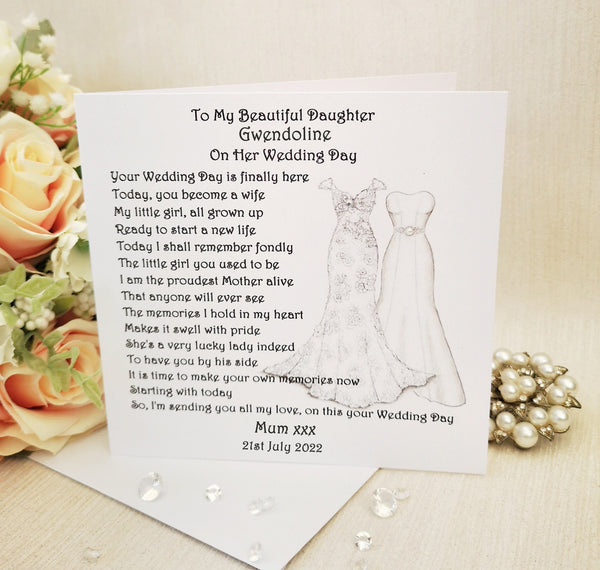 Personalised Mrs and Mrs Card, Daughter Wedding Day Card from her Mother, Same Sex Wedding, LGBTQ, Gay Wedding Card, Two Brides Keepsake