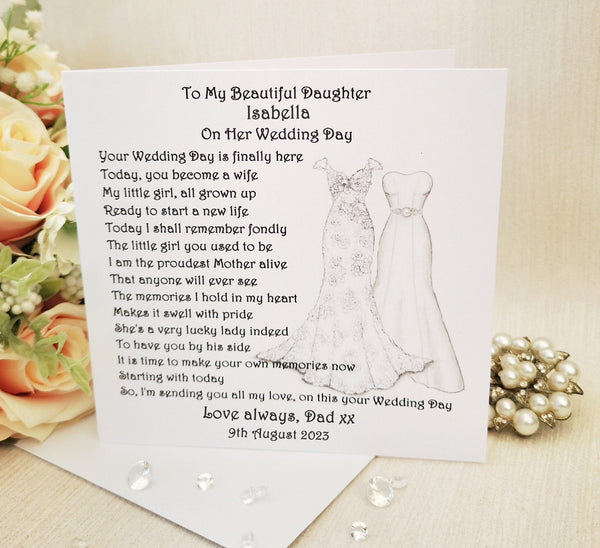 Personalised Mrs and Mrs Card, Daughter Wedding Day Card from her Mother, Same Sex Wedding, LGBTQ, Gay Wedding Card, Two Brides Keepsake