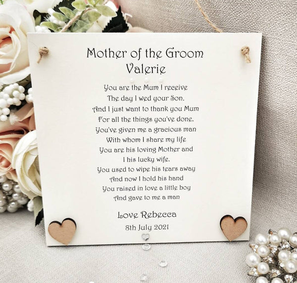 Mother of the Groom Thank You Gift from Bride, Mother of the Groom poem, wedding party gift, Wedding Thank You Gift for Mother of the Groom