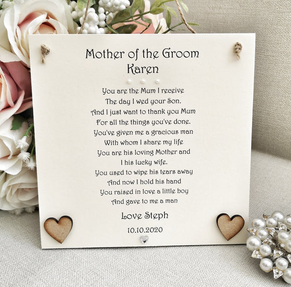 Mother of the Groom Thank You Gift from Bride, Mother of the Groom poem, wedding party gift, Wedding Thank You Gift for Mother of the Groom