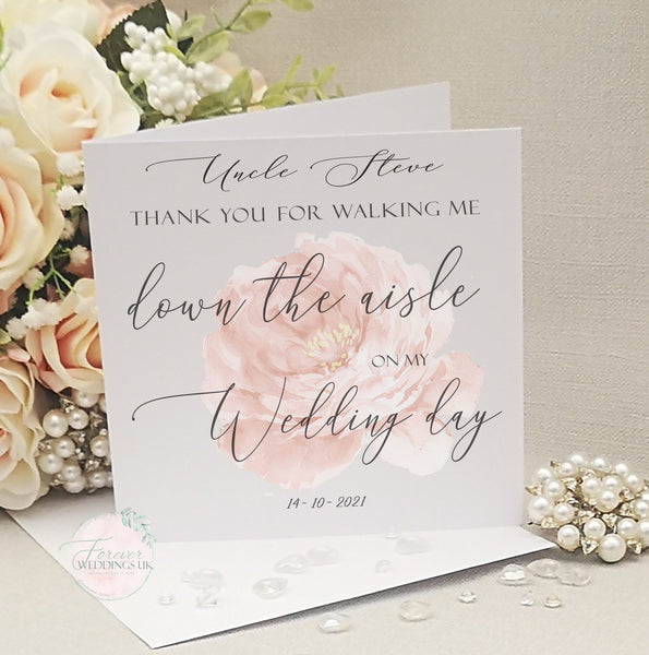 Thank You for walking by my side Card, Personalised, Floral Wedding Card, Giving me away card, Bridal Party Card, Wedding Card from Bride