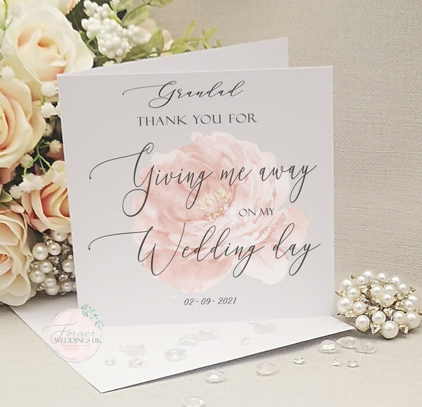 Thank You for walking by my side Card, Personalised, Floral Wedding Card, Giving me away card, Bridal Party Card, Wedding Card from Bride